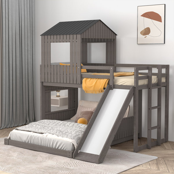 Harper Orchard Dramford Twin Over Full Bunk Bed, Loft Bed with